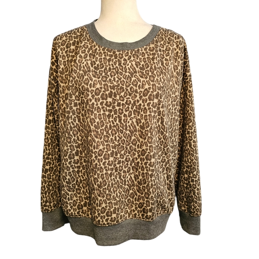 Splendid Leopard Animal Print Sweater Brown Tan Womens XL